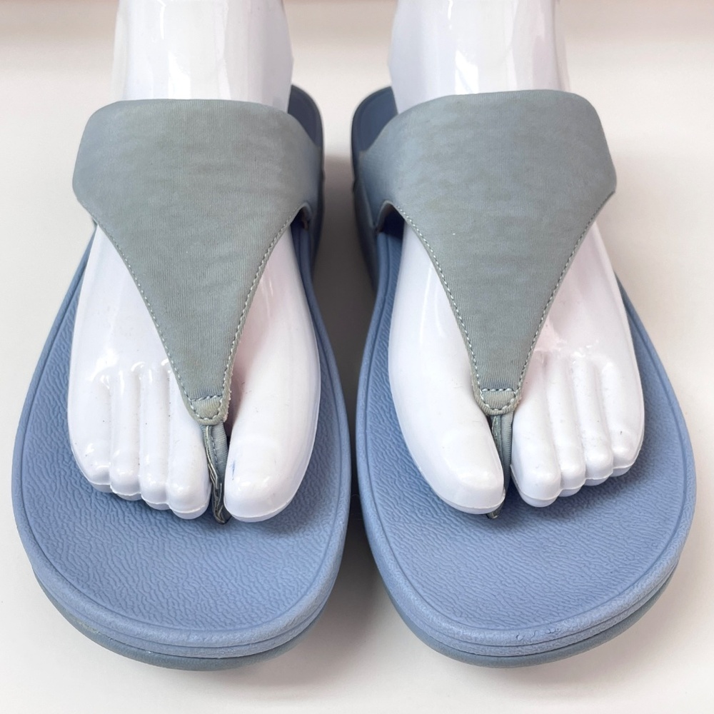 FitFlop Lulu Pale Blue Toe Post Wedge Sandal Size 9 - Picture 4 of 10